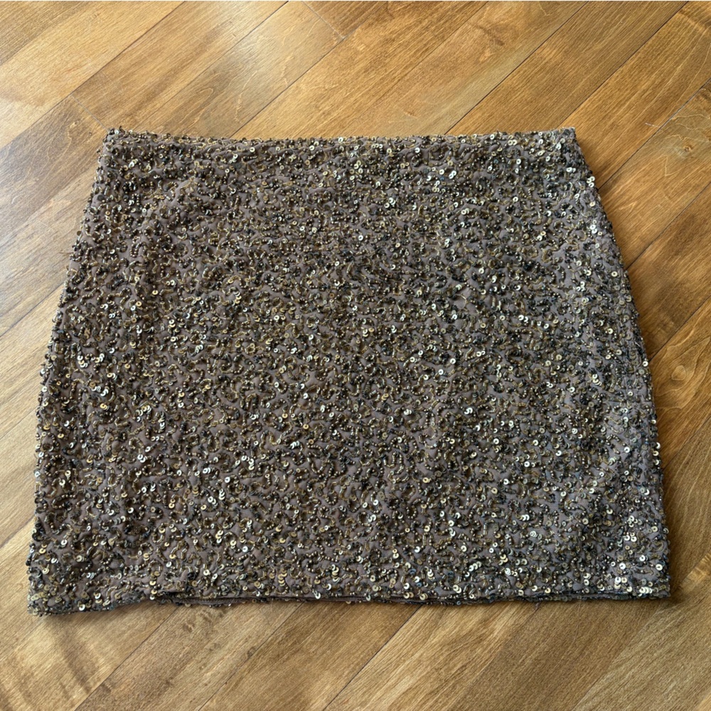 Haute Hippie Sequin Mini Skirt in Brown